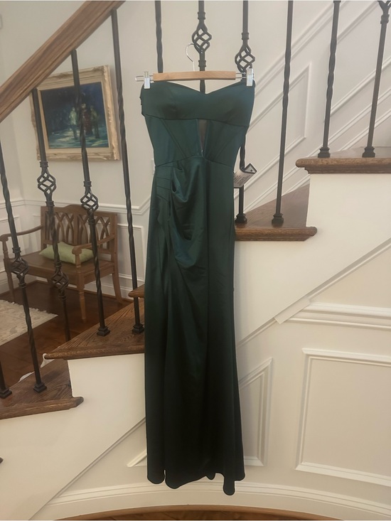 Macys Dresses & Skirts - Macy's Strapless Forest Green Satin Prom Gown